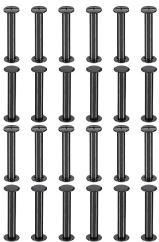 PATIKIL M5*32mm Tornillo de Encuadernacion, 24 Juego Tornillo de Chicago Remaches de Tornillos Conexión Columna Para Cuero Libros, Bolsos, Collares, Mochilas Reparación Bricolaje, Negro