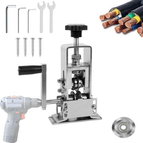 Máquina pelacables, pelacables de 1 a 25 mm, pelacables de cobre para cables sobrantes, manivela manual o taladro manual 0.04 a 1 pulgada (plata)