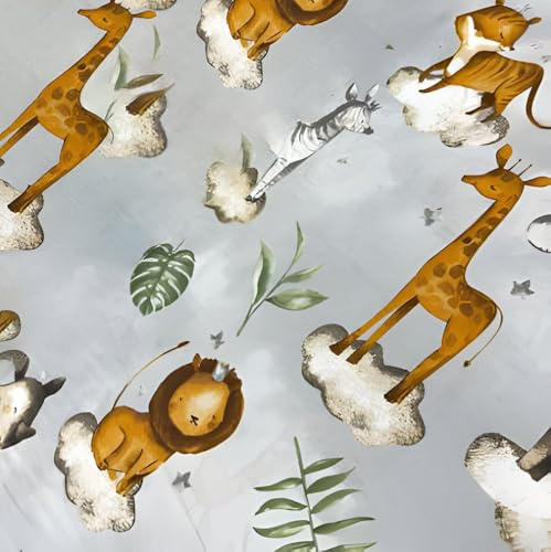 My Photostation.com Montessori Kletterbogen-Kissen, Waldorfbogen, Wippkissen, Kinder-Kissen, Bogen mit Kissen, Kinder-Wippkissen, nur Holzbogen, Safari-Tiere, groß, 55 x 120 cm