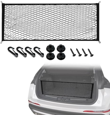 Rete Bagagliaio Auto, Rete Portaoggetti Auto Doppio Strato ad Alta Elasticità, Rete Elastica con Ganci Modello Universale, Ideale Come Rete di Archiviazione per Il Bagagliaio Dell'Auto, 90 * 30cm