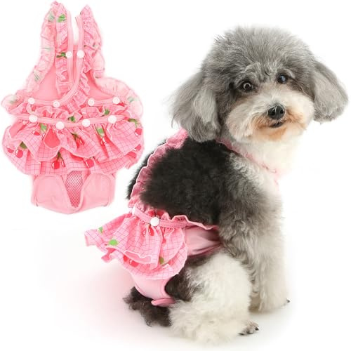 Zunea Waschbare Windeln für kleine Hündinnen für XS/S, verstellbare Strapse, wiederverwendbar, für Welpen, Sanitärwindelrock, niedliche Windeln, Höschen für Hunde, Chihuahua, Yorkie, Pink, Größe M