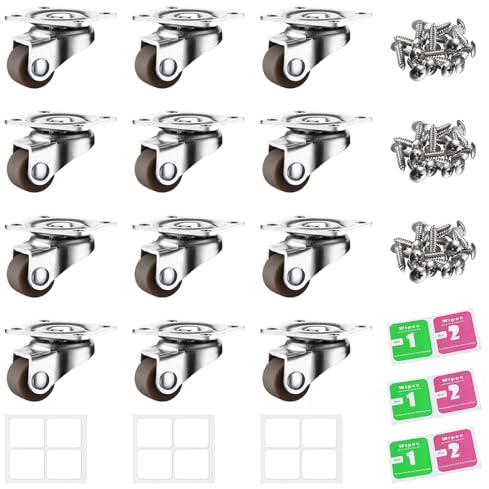 Keboyoe 12 Pièces Petites Roulettes Pivotantes à 360 ° Petites Roulettes Pivotantes pour Meubles Roulettes pour Meubles Mini Roulettes de Transport avec Vis, pour meubles appareils caisses à outils