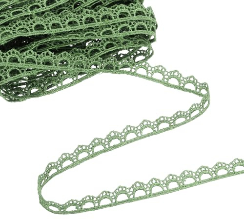 QUARKZMAN Grüne Blumen Spitzenband, 0,9 cm x 4,57 m Polyester besticktes | Häkel-Spitzenband Stoff zum Nähen, Hochzeitsdekorationen, Stirnbänder, DIY-Handwerkskunst Herstellung
