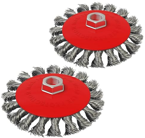 2 spazzole per diserbo ad alta velocità per tosaerba, spazzole per diserbo con filettatura M14, spazzole metalliche Ø 100 mm, trapano a tazza per erbacce da giardino e muschio