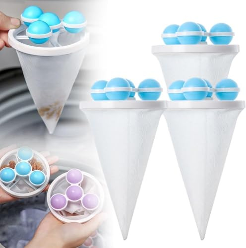 2025 New Washing Machine Lint Catcher, Pet Hair Remover Washing Machine, Pet Hair Remover, Reusable Pet Fur Catcher Floating Hair Filtering Mesh Removal for Laundry (Blue)