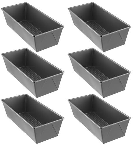 PINGEUI 6 Pack 10 inch Bread Loaf Tin, Non-Stick 2lb Bread Baking Tin, Rectangular Carbon Steel Loaf Pan for Bread, Loaves and Cake, 25 x 12 x 8 cm, Black