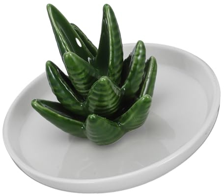 Healeved Ceramic Ring Holder Aloe Jewelry Storage Tray Decorative Jewelry Dish Plate Display Organizer for Plants Tray