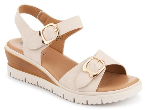 Pavers Womens Adjustable Fit Cushioned Sandals Beige Size 4