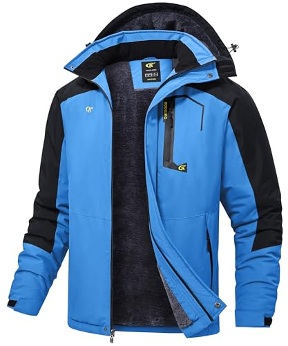 Tyhengta Herrenjacke Winter Fleece Skijacken Wasserdichte Outdoor Wanderjacke Winddichte Gefüttert Wintermäntel mit Kapuze