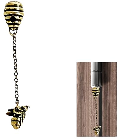 Hinge Head Decorative Topper Honeycomb Brass Cap with Tiny Bee – for Home | Magnetic Mini Decorative Hinge Cap – Whimsical Miniature Figurine for Home – Desk or Shelf Decoration – Quirky Door Accent