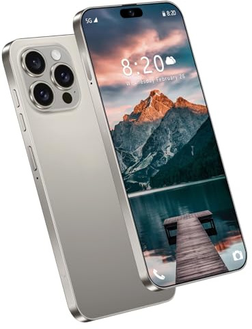 ULUCAN Smartphone 5G pour iPhone 16 Pro Max, écran 7,3 Pouces HD, Reconnaissance faciale, Batterie 8 000 mAh, Ultra-Fin, Prise Type-C, Version Originale Mondiale, téléphone Portable Pas Cher,Grey-1TB