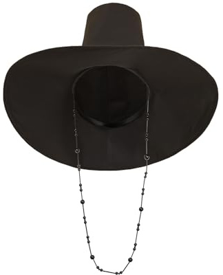 Tittaty Anime Hat Black Traditional Korean Hat with Chain Sun Protection Wide Cap Halloween Carnival Cosplay Accessories (Black Children, One Size)