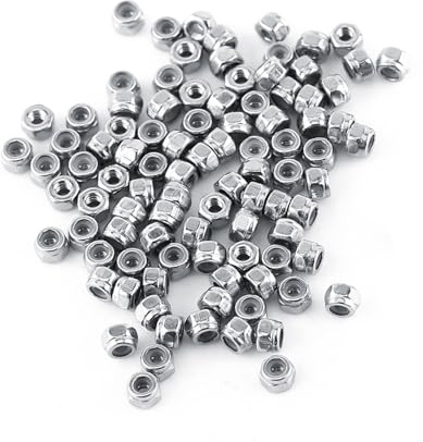 Funien M2-M12 Edelstahl SS304 Sicherungsmutter Sechskantmutter Sechskant-Sicherungsmuttern mit Nyloneinsatz für Verschiedene Anwendungen, Im Freien, Hardware und Fahrzeuge (M2 (100 Stück/Packung))