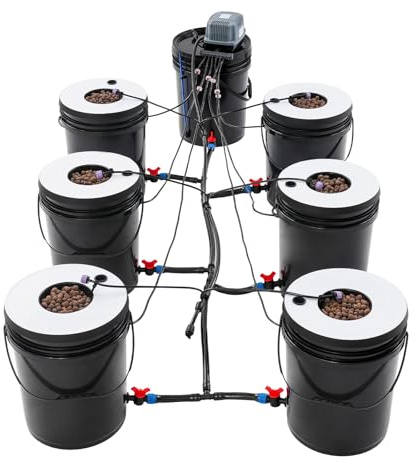 HeinaTond Hydroponic System 7 Bucket DWC Grow System Kit 20L x 7 Bucket Indoor Hydroponics Anzucht System with Air Pump Efficient Water Circulation for Faster Plant Growth
