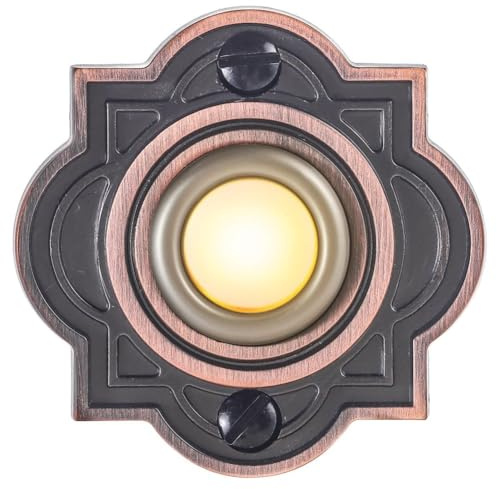 Wodsty Dc 12-24V Pulsante Campanello In Metallo Con Luce Led, Wired Pulsante Campanello Porta Per La Casa, Impermeabile E Per Robusto Per Uso Esterno, Bronzo