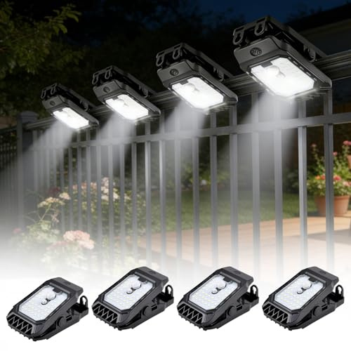 ACAREY Solarlampen Für Außen mit Bewegungsmelder Solar Clip Leuchten (Ax4) | 3 Modi Wasserdichte Solarlicht Außenbereich Garten Beleuchtung Solarstrahler mit Klemme Außenleuchte Für Zaun Garten Garage