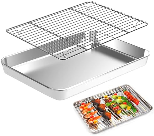 Bandeja Horno con Rejilla 23.5x17.5x2.5 cm Bandejas Horno Acero Inoxidable