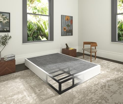 Faoide 9 Inch Heavy Duty Metal Box Spring Queen Size, Low Profile Queen Mattress Foundation Bed Base, 3000 lbs Weight Capacity, Easy Assembly, Easy Clean Fabric Cover, Black