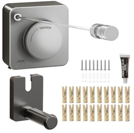 Hyesrtey Tendedero Extensible de 5,1 m, de Acero Inoxidable, para balcón, baño, Hotel y lavandería (Gris Upgrade)