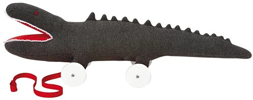 Trousselier - Zieh und Schiebespielzeug - Nachziehtier - 60 cm Krokodil auf Rädern - Ideales Geburtsgeschenk - Farbe dunkelgrau