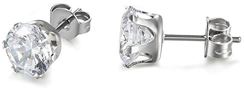 JewelryWe Schmuck Ohrstecker Edelstahl Ohrringe mit Zirkonia Ohrschmuck für Herren Damen Durchmesser 3-8mm