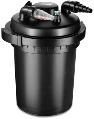 Flexzion Bio Pressure Pond Filter with UV-C Light Clarifier - 1600-3200 Gallons (12000L) GPH Filtration System - Suitable for Koi Ponds, Ornamental Pools, Landscape Water & Fish Aquariums