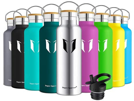 Super Sparrow Doppia Parete in Acciaio Inox Coibentato Bottiglia di Acqua -750ml - Isolante Della Borraccia - Perfetto Thermos - Privo di BPA, BPS, Ftalati