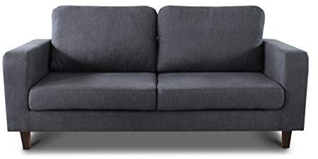 Sofa Kera 3-Sitzer, Couch 3-er, Loungesofa, Couchgarnitur, Sofagarnitur, Holzfüße, Polstersofa mit Federkern (Dunkelgrau (Cosmic 97))
