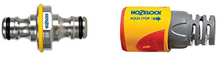 Hozelock Pro Metal Double Male Hose End Connector & AquaStop Connector PLUS (12.5mm & 15mm)