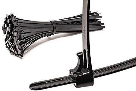 100 Pack of Releasable Cable Ties Black | 300mm x 7.6mm (12) | CE Premium UL Nylon Strong Zip Ties Resealable Perfect for PC Cable Ties, Bicycle Tie Wrap, DIY Home Garage Office, Heavy Duty Removable