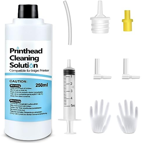 Printhead Cleaning Kit for Epson, 250mL Printer Cleaning Kit for Inkjet Printer, Print Head Cleaning Kit for HP, Print Head Cleaner for Canon Inkjet, Printer Head Cleaning Kit 250mL for Brother Inkjet