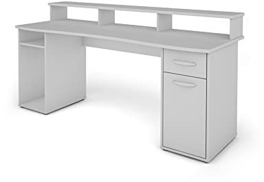 byLIVING Gaming Schreibtisch Fantastic/XXL in Weiß Mit Viel Stauraum und Regalaufsatz/Computer/PC/Arbeits-Station / 180x93x65cm (BxHxT)