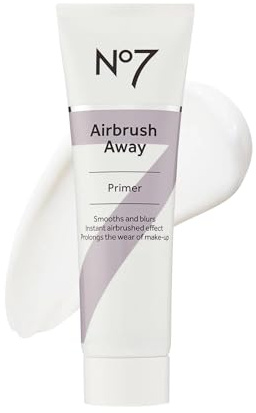 No7 Airbrush Away Face Primer - Hydrating Makeup Primer with Hyaluronic Acid - Helps to Smooth the Appearance of Fine Lines & Wrinkles for Seamless Makeup Application (30ml)