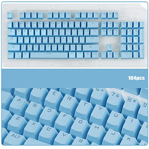 Kanyka 104 Keycaps，traslucidi a doppio colpo ABS, Pudding Keycaps Keyset ，Sublimazione Keycap per tastiera meccanica da gioco，tappi personalizzati per tastiera meccanica 60/87/104 .（blu）
