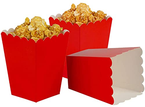 Vsosfiza Rot Popcorn Tüten,Mini Papier Popcorn Boxen Rot/Popcorn Tüten für Weihnachten Party Geburtstag Hochzeit Geschenk(12 Stück)