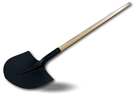 Pelle maçon | Manche 130 cm Bois fabriqué en France | Bout Rond col Cygne Acier | Idéal pour Le Travail du Sable des graviers de la Terre | Béton | Outil Jardinage BTP | Kibros PELRONM