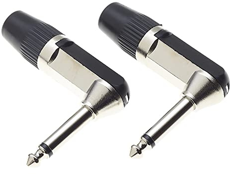 6,35mm 1/4 Zoll Mono-Winkelstecker, 2-polig - 2 Stück, Kunststoffgriff Reparaturbuchse TS männlich Löttyp DIY-Audiokabelstecker