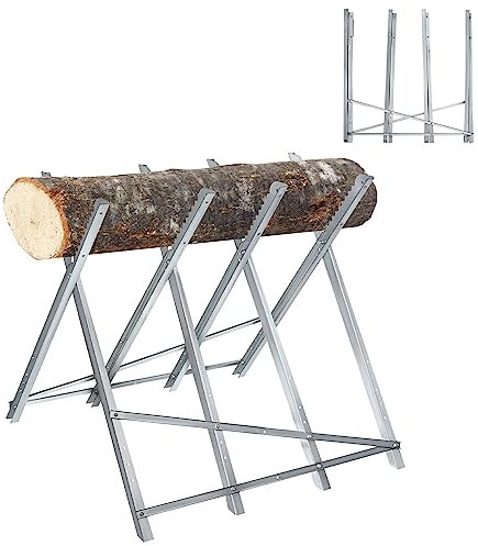 Froadp Caballete de Acero para Cortar Madera Caballete de Motosierra Soporte Plegable y Ajustable Caballete para Cortar Leña Soporte de Sierra de Mano Capacidad de Carga 150kg (82x80,5x79cm)