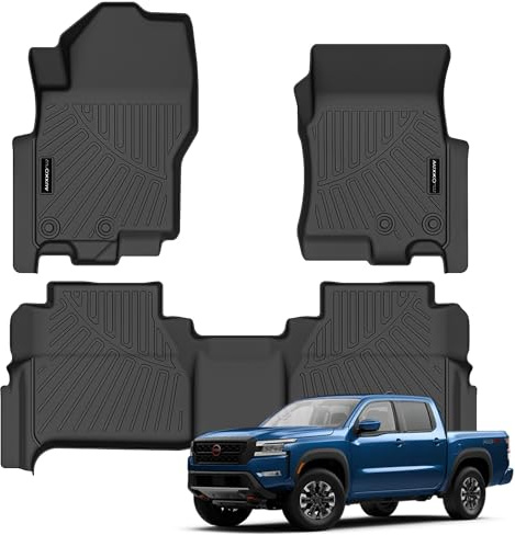 Auxko All Weather Floor Mats Fit for Nissan Frontier 2026 2025 2024 2023 2022 Crew Cab(Not for 2nd with Under Seat Speaker) TPE Liners Frontier Set All Season Odorless Anti-Slip