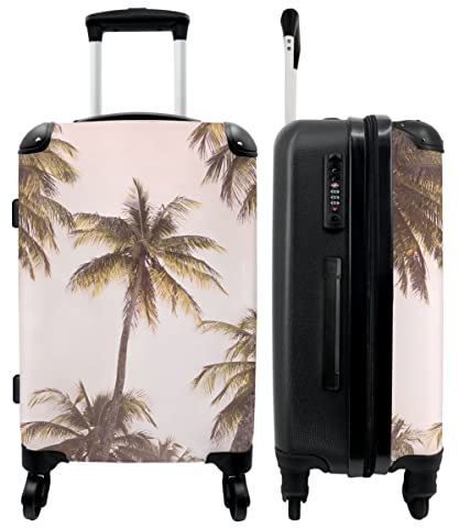 NoBoringSuitcases.com® Koffer groß Trolley Rollkoffer Reisekoffer mit 4 Rollen Fotokoffer - Palmen - Grün - Sonne - Natur - 67x43x25cm - 90 Liter