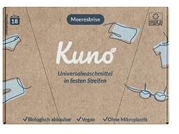 Kuno Waschmittel Blätter - 18 Waschladungen - Papierverpackung - Made in EU - Nachhaltige Waschmittelstreifen - Reisewaschmittel - 100% Vegan und optimal für Reisen - 18 WL (Frische, 1, stück)