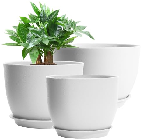 GARDIFE Pots de fleurs en plastique pour plantes d'intérieur, 30,5 cm, 25,4 cm, blanc