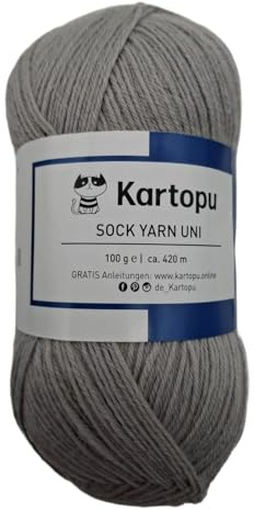 Sockenwolle 4 fädig uni/Farbauswahl 100gr einfarbige Strumpfwolle / 420m LL – 100gr / filzfrei/Ökotexzertifiziert (grau)