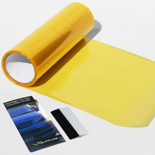 30 x 200cm Golden Yellow Tint Film for Car Headlights Taillights + Squeegee Tool…