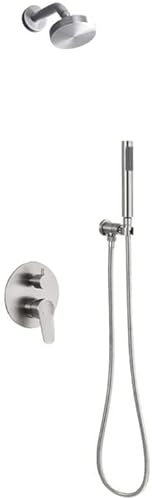 ASerZenith Duschsystem, verdecktes Dusch-Wasserhahn-Set, Wandmontage, Dusch-Mischbatterie-Set aus gebürstetem Edelstahl mit Handbrause und Kopfbrause, modernes Design, einfache Installation