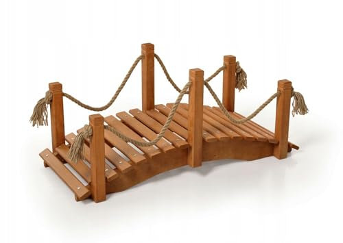 Generisch Gartenbrücke Holzsteg Teichbrücke Holzbrücke Zierbrücke mit Geländer 100cmX45cm