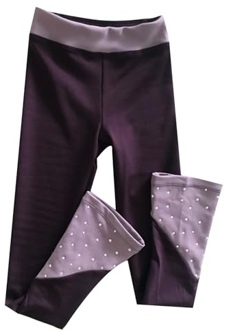 LIUHUO Eiskunstlauf-Trainingshose für Mädchen, violette Nähte, Diamant-Training, Performance, Violett, XL