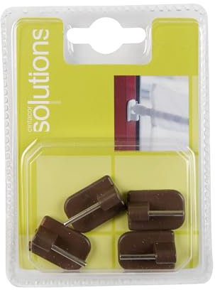 CINTACOR | Soporte adhesivo para Portavisillos Extensibles, Ganchos Barras de Cortina sin Taladrar. Accesorio para instalar tus cortinas sin hacer agujeros | 4 piezas | Marrón