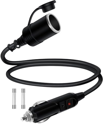 HuaLiSiJi Zigarettenanzünder Verlängerungskabel 12V 24V Zigarettenanzünder Kabel 16AWG Verlängerung Zigarettenanzünder Kabel mit LED, für Auto Boot (2 m)