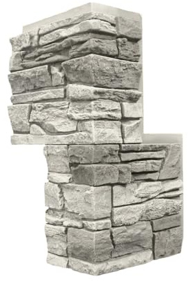 GenStone Faux Stacked Stone 90 Degree Outside Corner Panel 22.5 x 12 in Arctic Smoke Color for Do It Yourself Friendly Home Improvement Projects